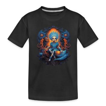 Niedlicher Blauer Kobold Phantasie Wesen - Kinder Premium Bio T-Shirt - Schwarz - Vorne