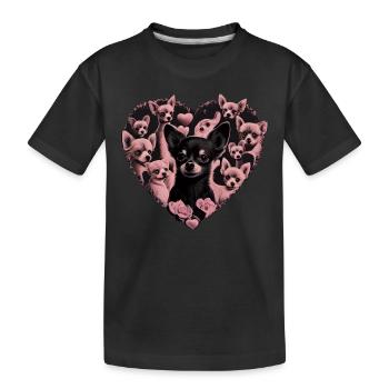 Chihuahua - Cute Dog Puppy Hearts Pink Girlie Rosa - Kids' Premium Organic T-Shirt - black - Front