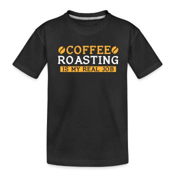 Kafffee Rösten Geschenk - Kinder Premium Bio T-Shirt - Schwarz - Vorne