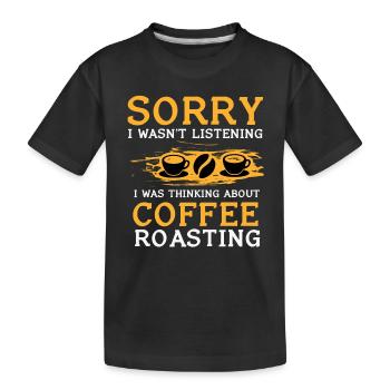 Kafffee Rösten Geschenk - Kinder Premium Bio T-Shirt - Schwarz - Vorne