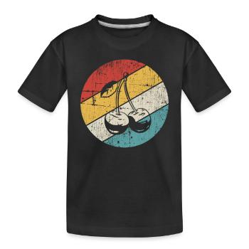 Cerise Retro Fruit Fruit Round - T-shirt bio Premium Enfant - noir - Devant