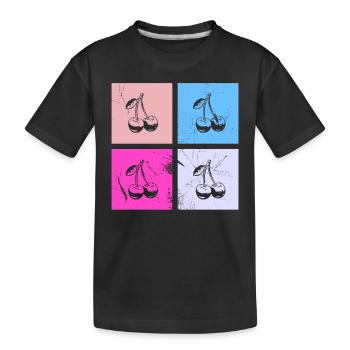 Kirsche Retro Frucht Obst Kirschen - Kinder Premium Bio T-Shirt - Schwarz - Vorne
