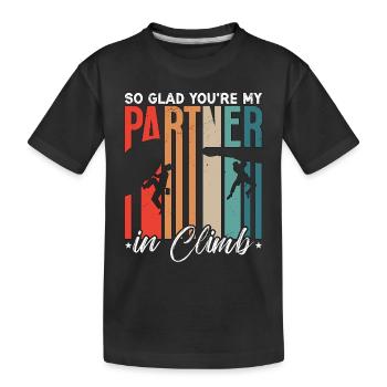 Rock Climbing So Glad You're My Partner Bouldering - Kids' Premium Organic T-Shirt - black - Front
