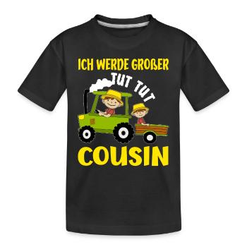 Ich Werde Großer Cousin Bauer bald großer Cousin - Kinder Premium Bio T-Shirt - Schwarz - Vorne