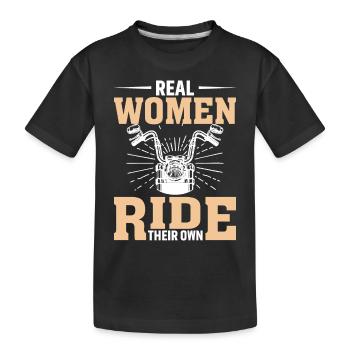 Echte Frauen Reiten Ihr Eigenes Biker - Kinder Premium Bio T-Shirt - Schwarz - Vorne