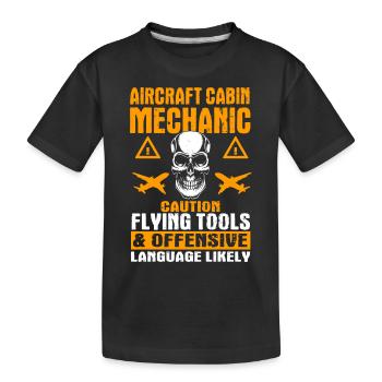 Drôle de mécanicien de cabine d’avion - T-shirt bio Premium Enfant - noir - Devant