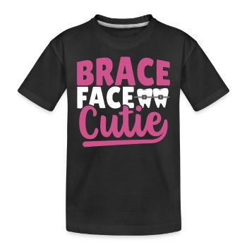 Zahnspange Gesicht Cutie Kieferorthopäden - Kinder Premium Bio T-Shirt - Schwarz - Vorne