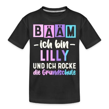 Name Lilly Geschenk Grundschule - Kinder Premium Bio T-Shirt - Schwarz - Vorne
