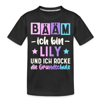 Name Lily Geschenk Grundschule - Kinder Premium Bio T-Shirt - Schwarz - Vorne
