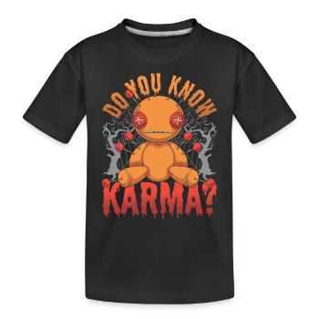 Wicca Hexerei Karma Geschenk Lustiges Voodoo Puppe - Kinder Premium Bio T-Shirt - Schwarz - Vorne