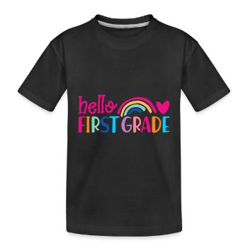 Hallo 1. Klasse Zurück zur Schule Erster Tag - Kinder Premium Bio T-Shirt - Schwarz - Vorne