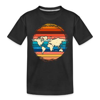 Carte du monde rétro - T-shirt bio Premium Enfant - noir - Devant