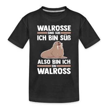 Walross - Kinder Premium Bio T-Shirt - Schwarz - Vorne