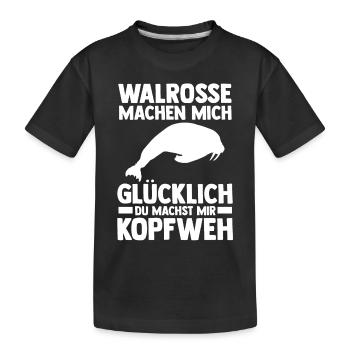 Walross - Kinder Premium Bio T-Shirt - Schwarz - Vorne
