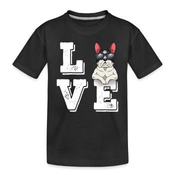 Love French Bulldog - Kids' Premium Organic T-Shirt - black - Front