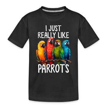 Papageienliebhaber Papageienvögel Papageienflüsterer Quäker - Kinder Premium Bio T-Shirt - Schwarz - Vorne