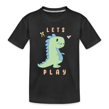 Dino Give lets play - cute cartoon Dinosaur - Kinder Premium Bio T-Shirt - Schwarz - Vorne