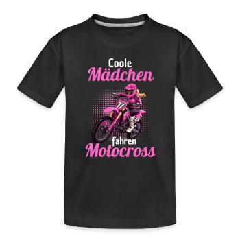 Motocross Motorradfahrerin Bikerin Motorrad - Kinder Premium Bio T-Shirt - Schwarz - Vorne