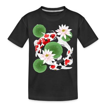 Koi dans l’étang aux nénuphars - T-shirt bio Premium Enfant - noir - Devant