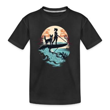 French Bulldog | SUP Stand Up Paddling Surf Girl - Kids' Premium Organic T-Shirt - black - Front