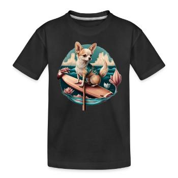 French Bulldog | SUP Stand Up Paddling Surf Girl - Kids' Premium Organic T-Shirt - black - Front