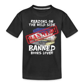 Lire des livres interdits. Lire des livres interdits. - T-shirt bio Premium Enfant - noir - Devant