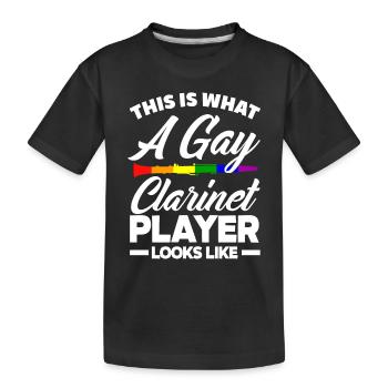 Klarinette Homo Klarinettenspieler - Kinder Premium Bio T-Shirt - Schwarz - Vorne