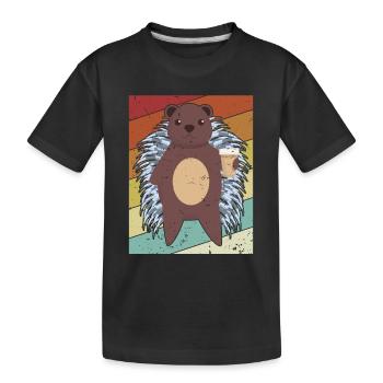 Retro Hystricidae Stacheltier Nordamerika - Kinder Premium Bio T-Shirt - Schwarz - Vorne