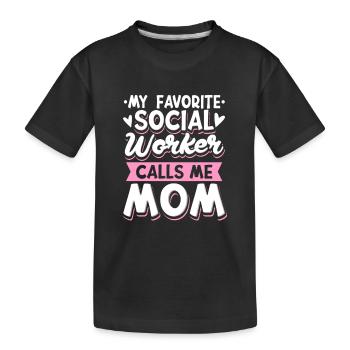 Meine Lieblingssozialarbeiterin nennt mich Mama - Kinder Premium Bio T-Shirt - Schwarz - Vorne