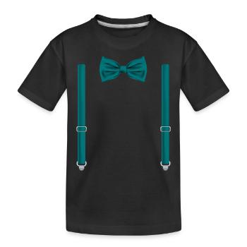 Drôle de nœud papillon vert émeraude avec bretelles - T-shirt bio Premium Enfant - noir - Devant