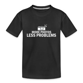 More Photos Less Problem Photographer Camera - Kids' Premium Organic T-Shirt - black - Front