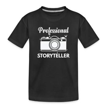 Professional Storyteller Photographer Camera - Kids' Premium Organic T-Shirt - black - Front