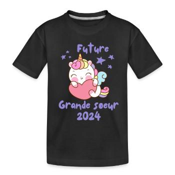Je vais être grande-sœur future grande soeur - T-shirt bio Premium Enfant - noir - Devant