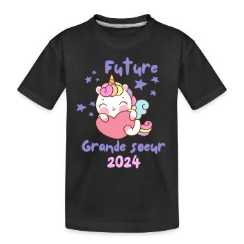 Je vais être grande-sœur future grande soeur - T-shirt bio Premium Enfant - noir - Devant