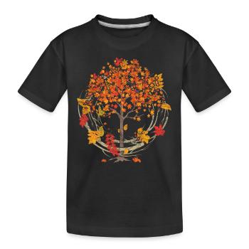 Feuillage coloré Forêt Arbre Feuillus Feuilles Mortes Cadeau Automne - T-shirt bio Premium Enfant - noir - Devant
