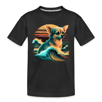 Chihuahua | Cool Surfer Surfbrett Ozean Lustiger - Kinder Premium Bio T-Shirt - Schwarz - Vorne