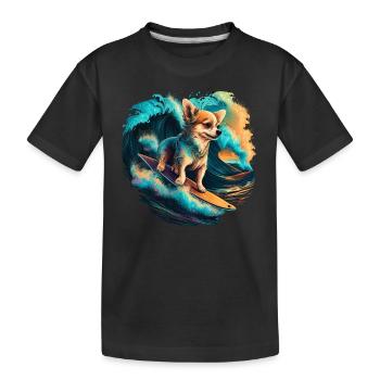 Chihuahua | Surf Cool Planche Surfeur Océan Chien - T-shirt bio Premium Enfant - noir - Devant