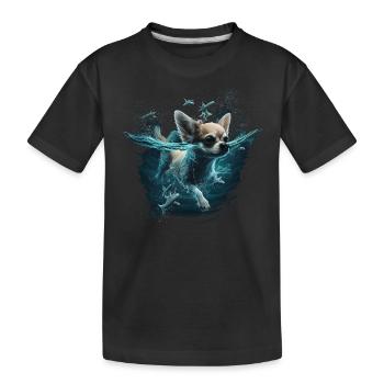 Chihuahua | Schwimmer Schwimmen Wasser Tauchen - Kinder Premium Bio T-Shirt - Schwarz - Vorne