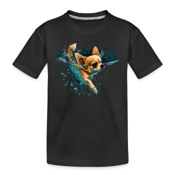 Chihuahua | Schwimmer Schwimmen Wasser Tauchen - Kinder Premium Bio T-Shirt - Schwarz - Vorne