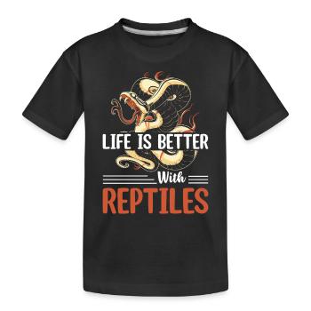 Life Is Better With Reptiles Reptile Lizard Lover - Kinder Premium Bio T-Shirt - Schwarz - Vorne