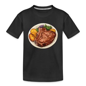 Steak Fleisch Essen - Kinder Premium Bio T-Shirt - Schwarz - Vorne