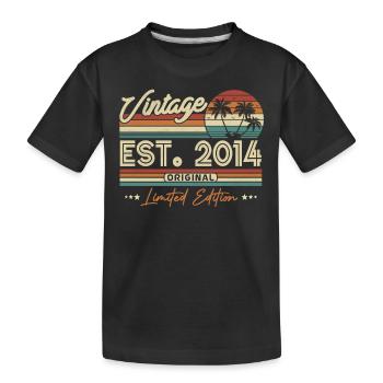 Vintage Birthday Gift 2014, 9/10 years - Kids' Premium Organic T-Shirt - black - Front