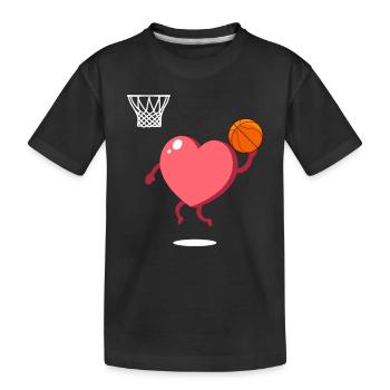 Joueur de basket-ball Heart Dunking de la Saint-Valentin - T-shirt bio Premium Enfant - noir - Devant