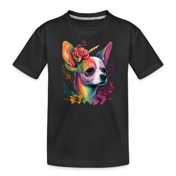 Chihuahua | Arc-en-ciel Coloré LGBTQ Licorne Chien - T-shirt bio Premium Enfant - noir - Devant
