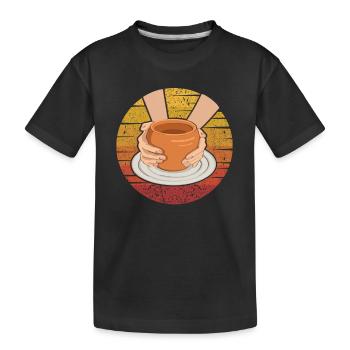 Retro Pottery Pro Wheel Hobby Lover Pottery - Kids' Premium Organic T-Shirt - black - Front