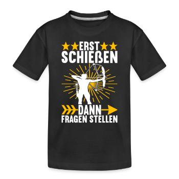 Bogenschießen Bogenschütze - Kinder Premium Bio T-Shirt - Schwarz - Vorne