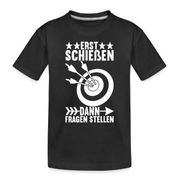 Bogenschießen Bogenschütze - Kinder Premium Bio T-Shirt - Schwarz - Vorne