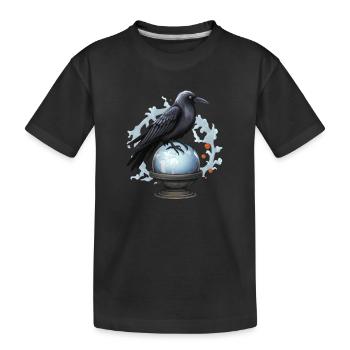 Corbeau d’Halloween mystique et magique sur balle - T-shirt bio Premium Enfant - noir - Devant