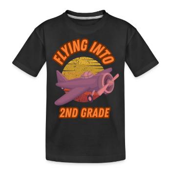 Fliegen in die 2. Klasse Zurück zur Schule für die 2. Klasse - Kinder Premium Bio T-Shirt - Schwarz - Vorne