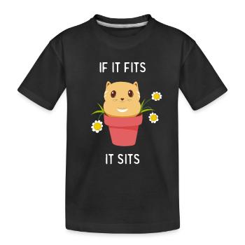 Lustige Katze Im Blumentopf Katzenliebhaber Humor - Kinder Premium Bio T-Shirt - Schwarz - Vorne